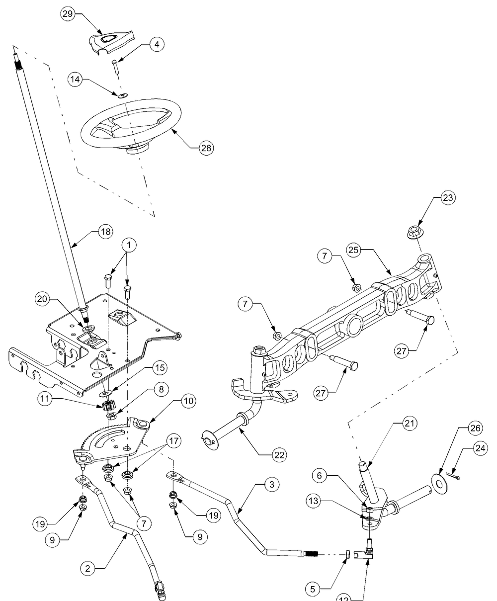 Steering Diagram and Parts List for LT1018 13AB11CG710-13AB11CG712-13AL11CG710-13AL11CG712-13AX11CG710-13AX11CG712 Cub Cadet Lawn Tractor